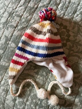 American Eagle Striped Pom-Pom Earflap Hat - Multicolor